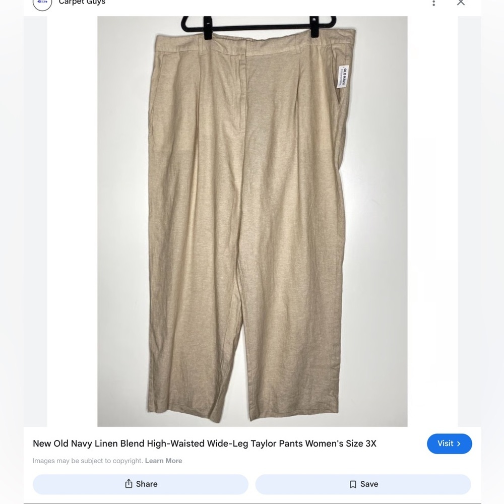 Old Navy linen blend Taylor wide leg trouser light tan Woman’s size XL - Picture 5 of 15
